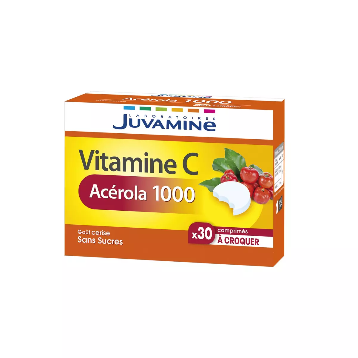JUVAMINE Complément vitamine C acérola 1000 sans sucre goût cerise en comprimés 30 comprimés 68g