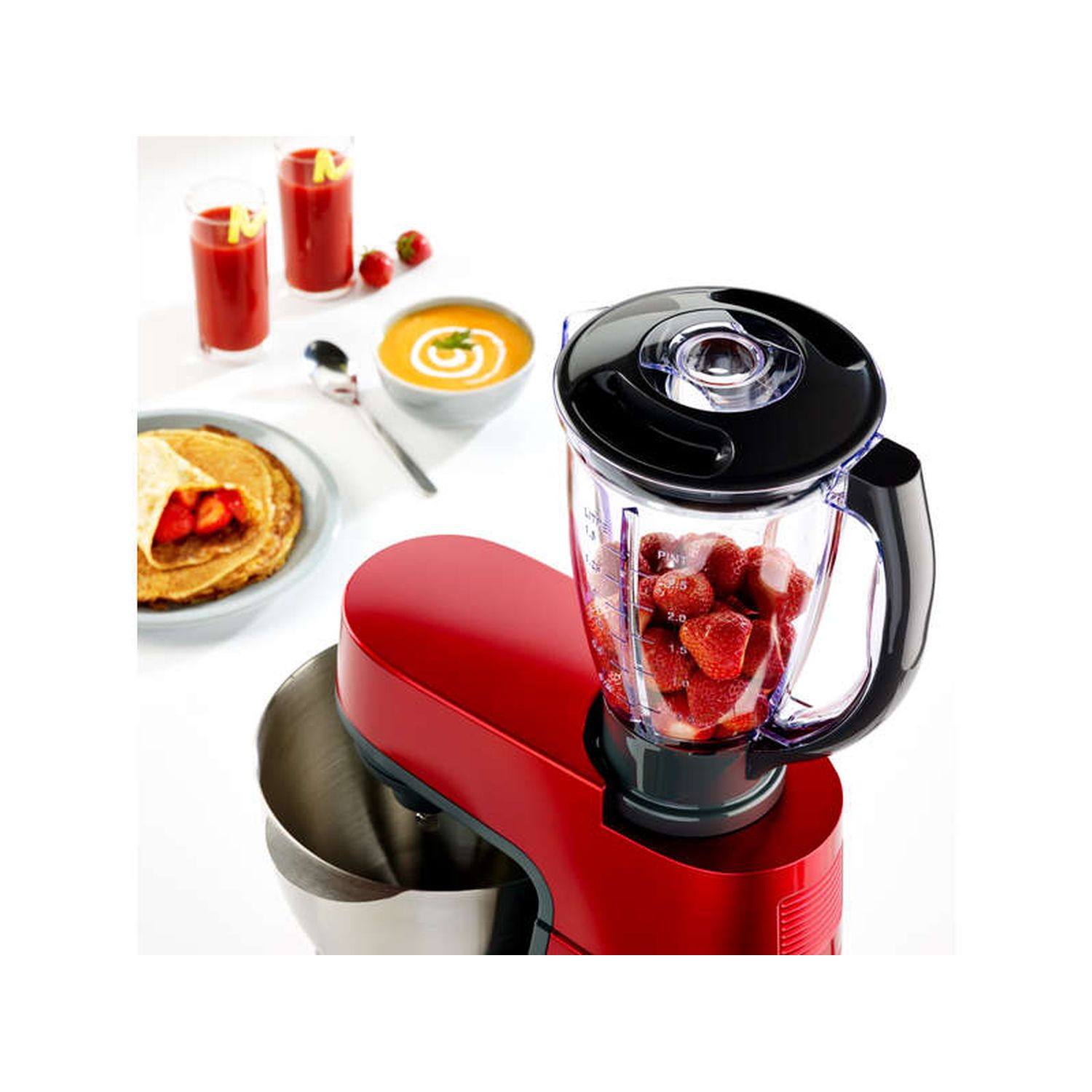 Voir la diapositive 3 : MOULINEX Robot pâtissier multifonction avec hachoir - QA513G10 - Rouge
