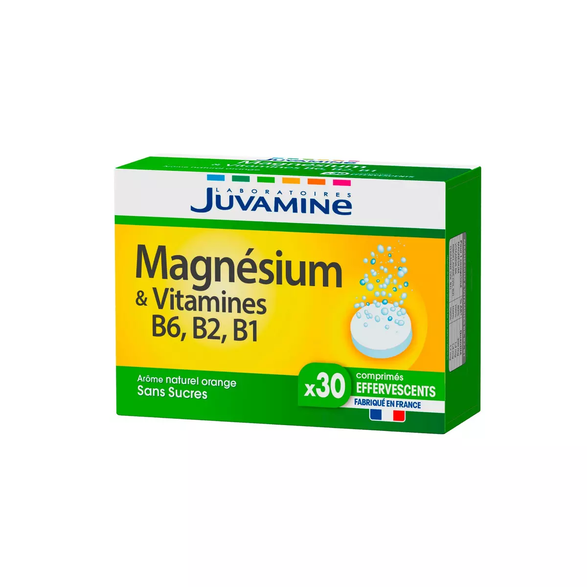 JUVAMINE Comprimés effervescents magnésium et vitamines sans sucres arôme orange naturel 1 boite 30 comprimés