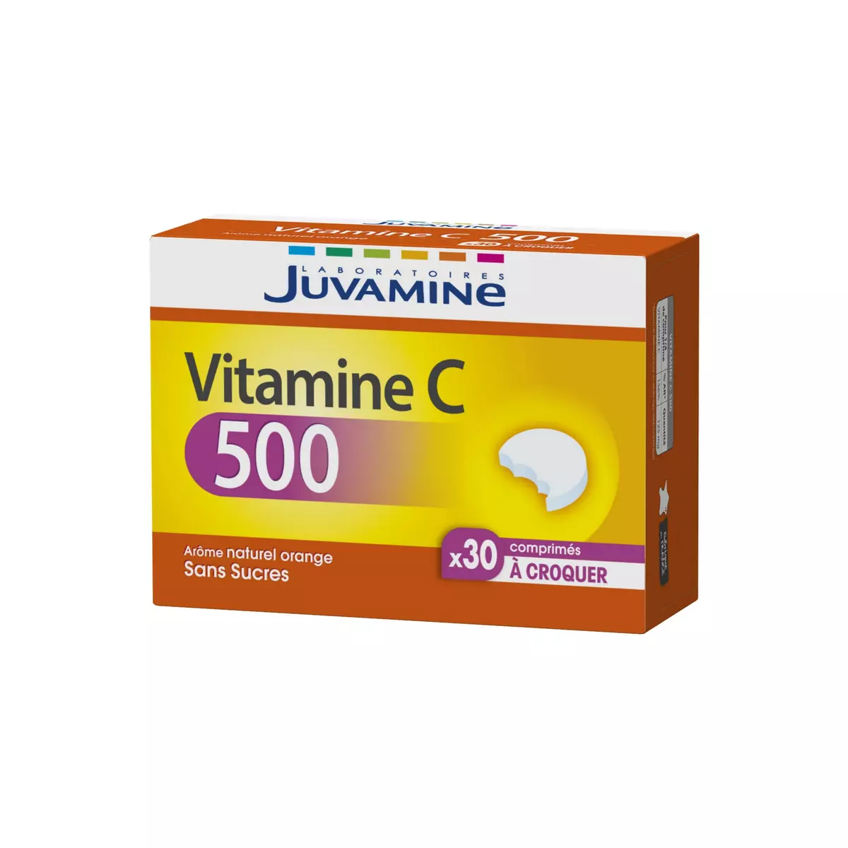 JUVAMINE Complément vitamine C 500 sans sucre arôme naturel orange en comprimés 30 comprimés 64g