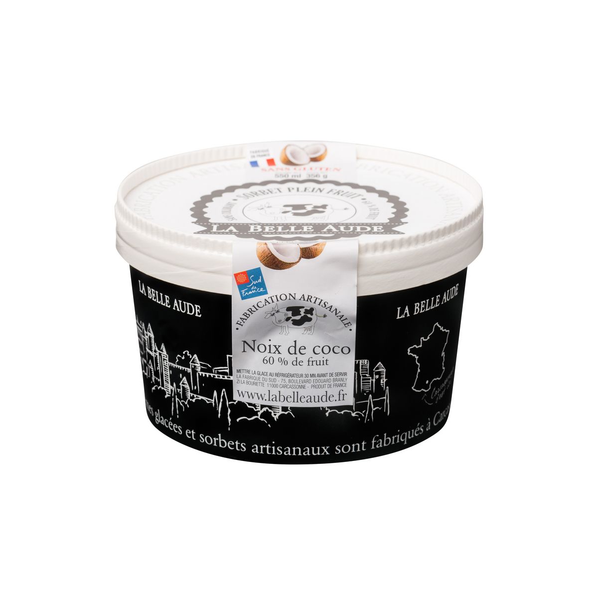 LA BELLE AUDE Pot sorbet sans gluten à la noix de coco 550g