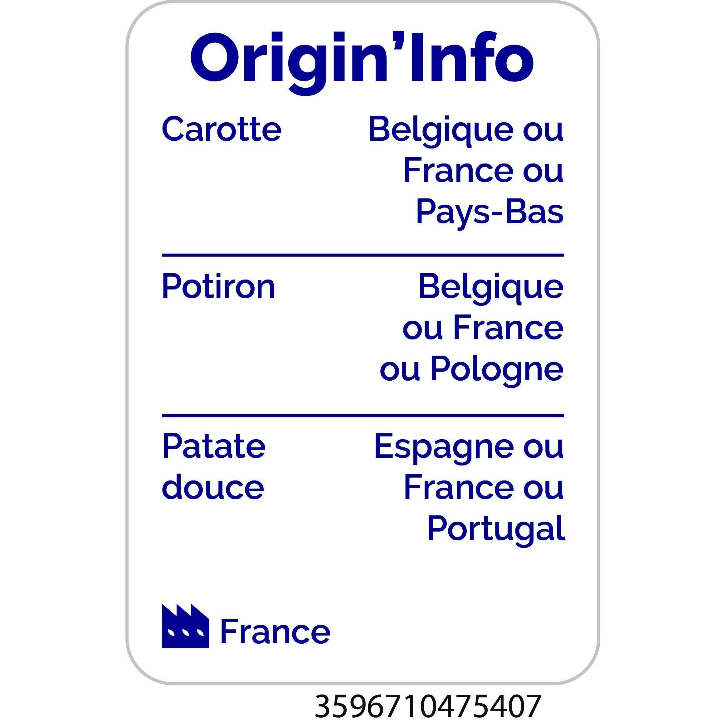 Voir la diapositive 2 : AUCHAN Purée carotte, potiron et patate douce 4 portions 800g