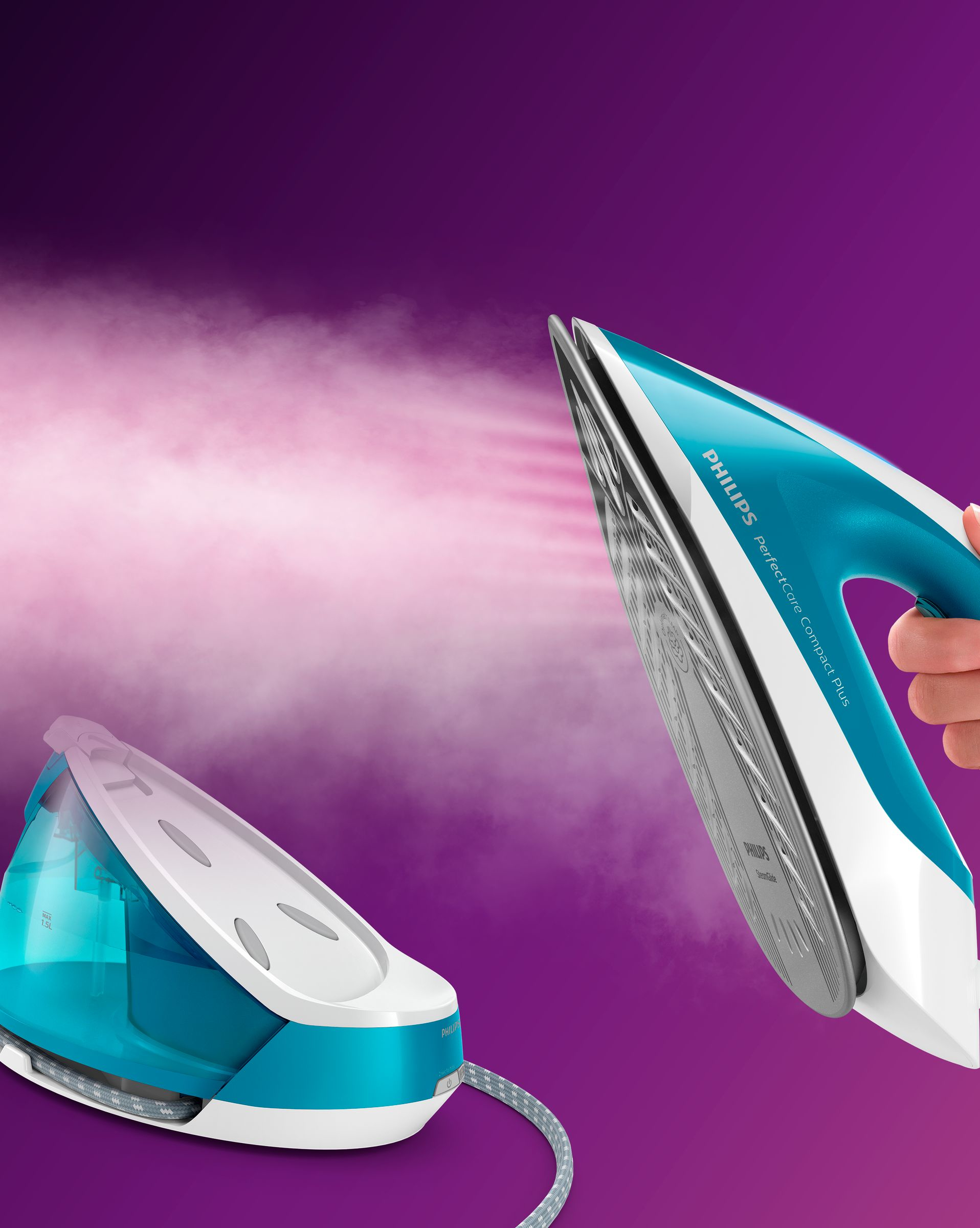 Voir la diapositive 10 : PHILIPS Centrale vapeur PerfectCare sans réglage Compact Plus GC7920/20