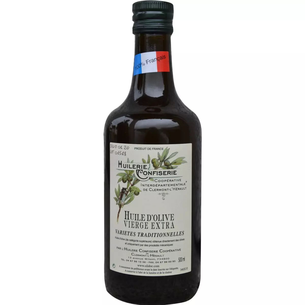 HUILE CONFISERIE Huile d'olive vierge extra 100% français 50cl