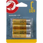 AUCHAN Lot de 2 piles C/LR14 alcalines 1,5v standard