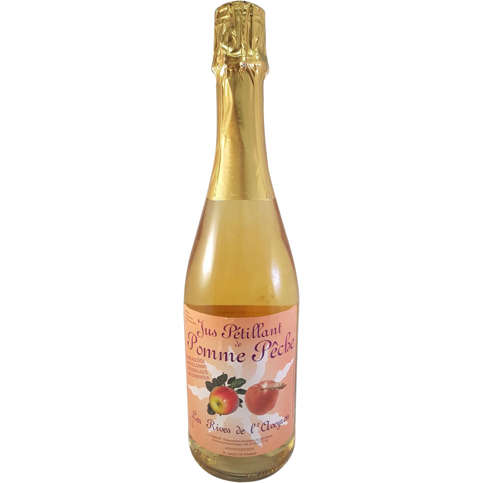 LES RIVES DE L'AVEYRON Jus pétillant pomme pêche 75cl