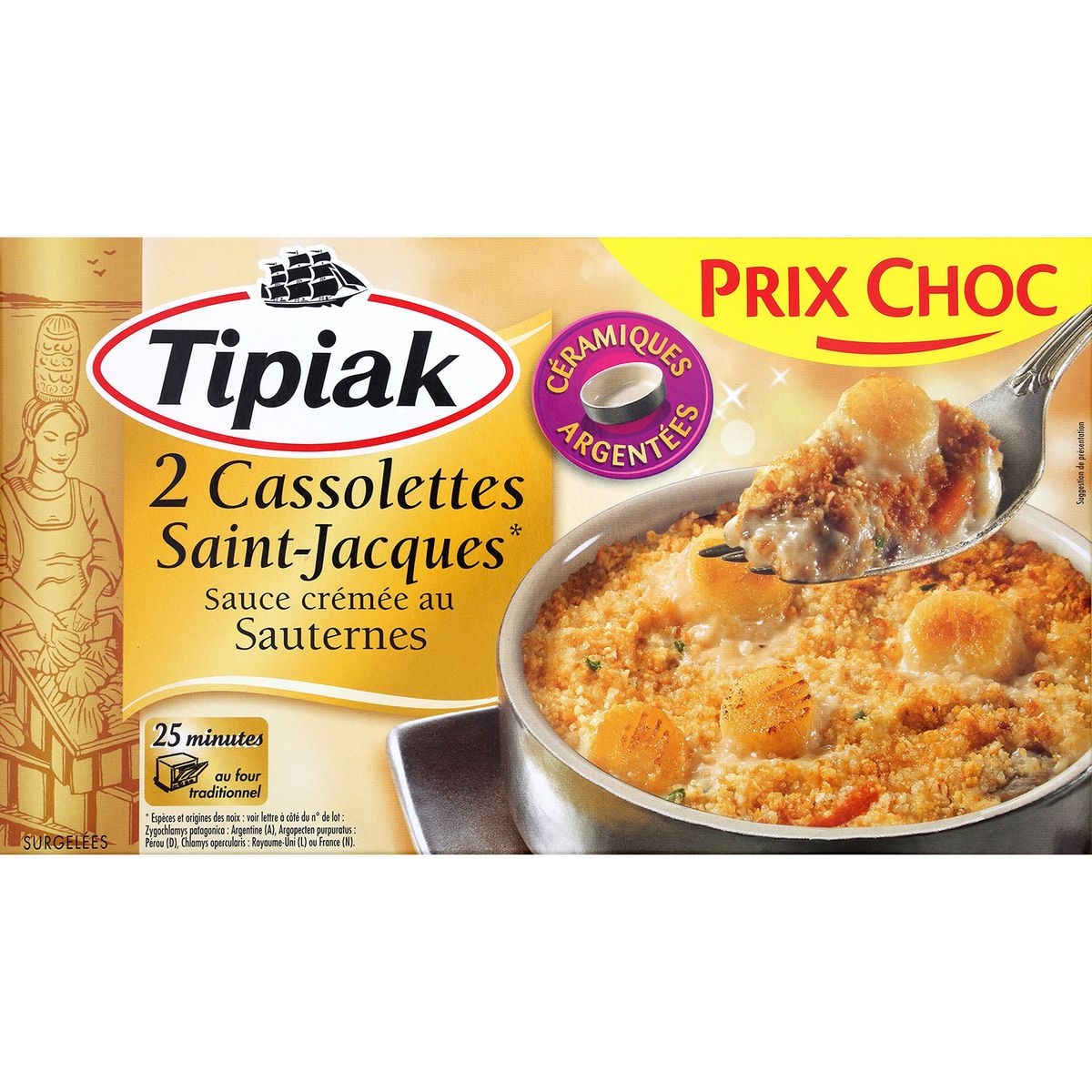 TIPIAK Cassolettes de Saint-Jacques sauce crémée au Sauternes 2 pièces 220g