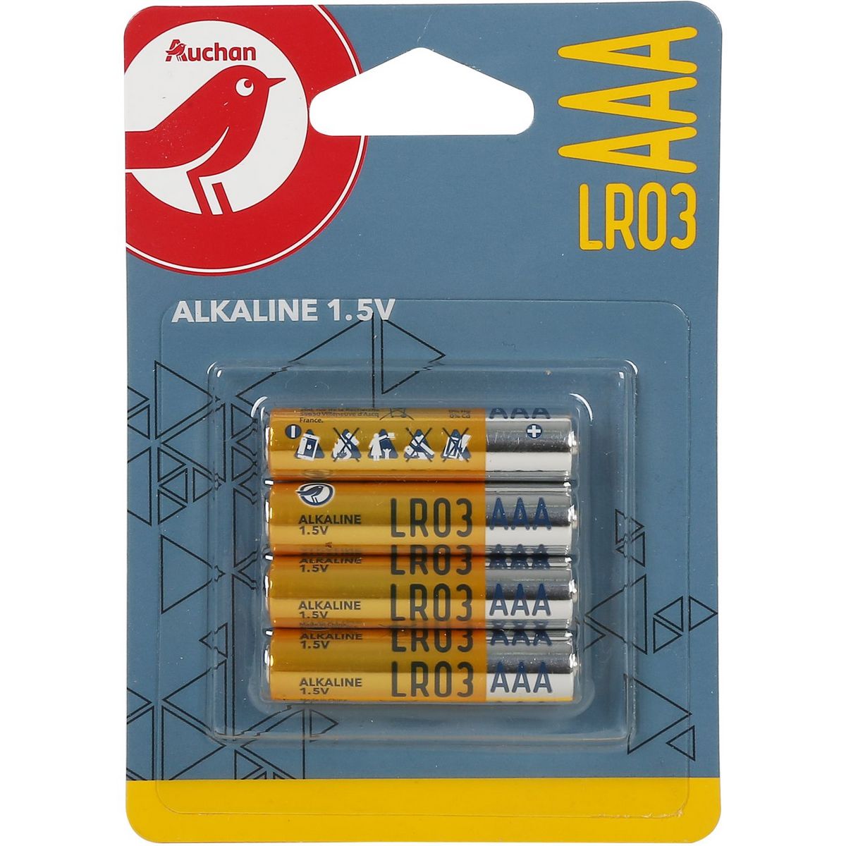 AUCHAN Piles AAA/LR03 alcalines 1.5V standard