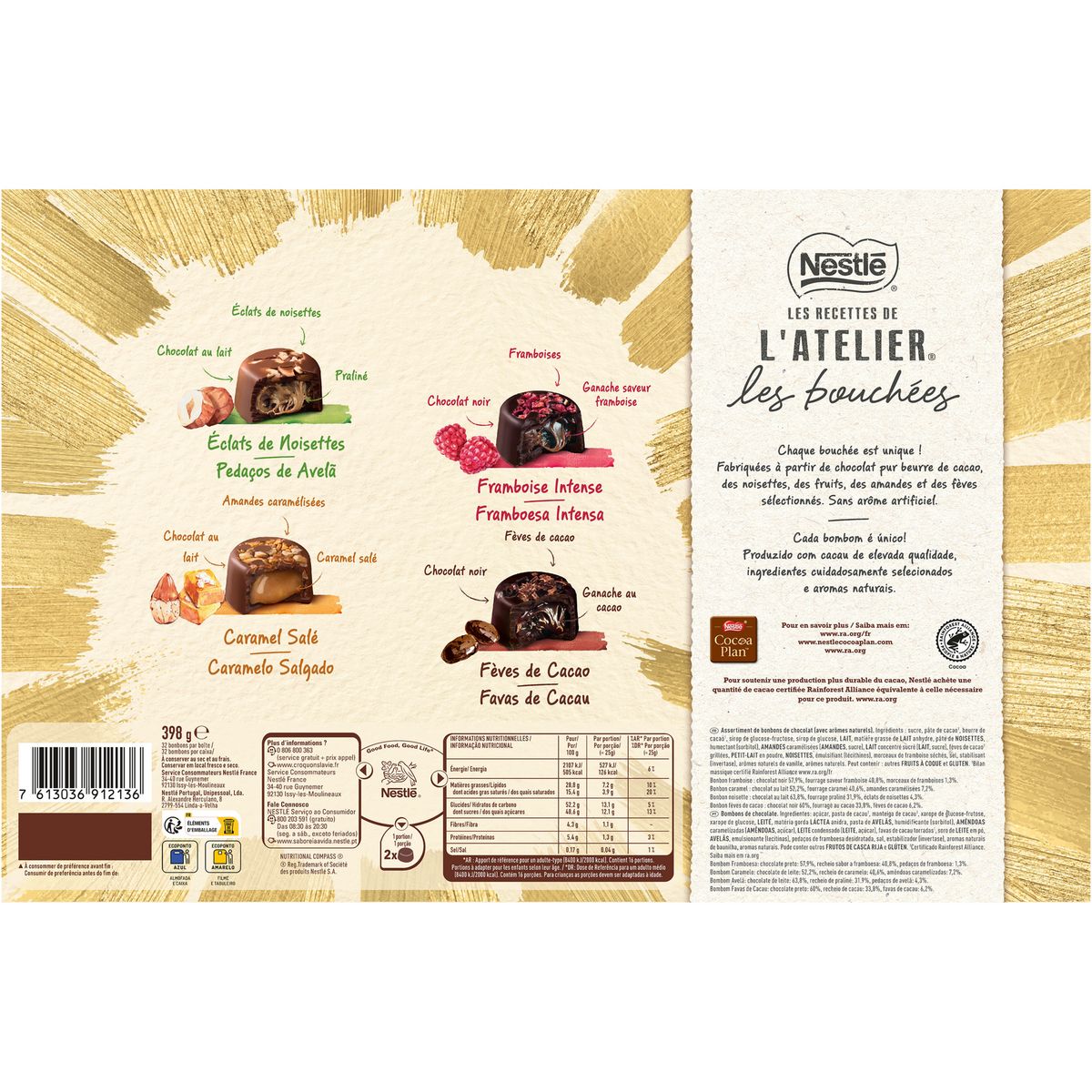 NESTLE Les Recettes de l'Atelier assortiment de bouchées au chocolat 32 pièces 398g