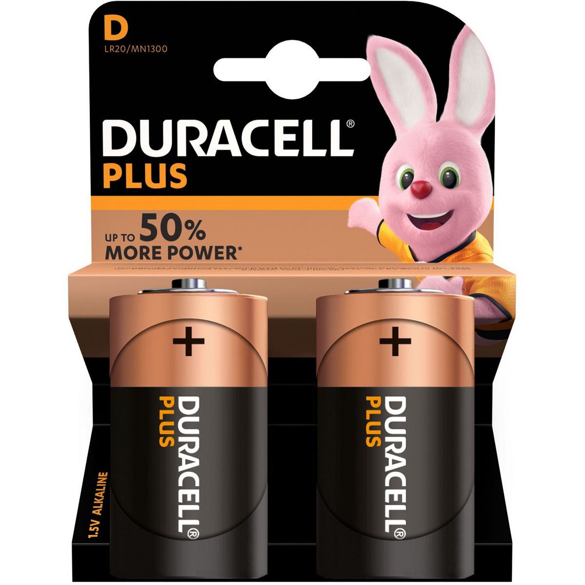 DURACELL Piles D/LR20 alcalines 1.5v plus power