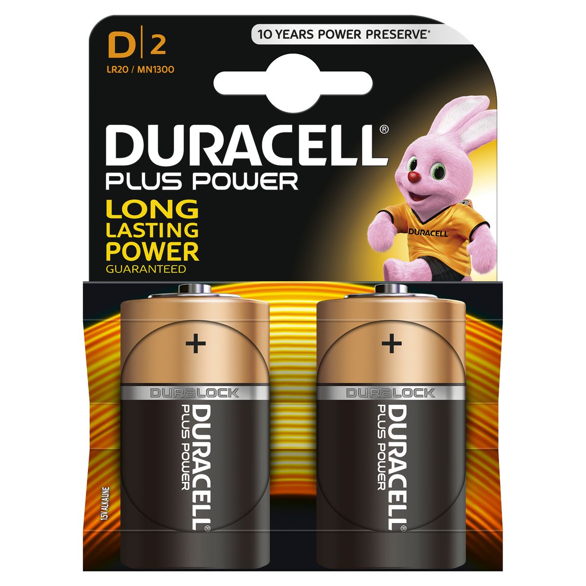 DURACELL Piles D/LR20 alcalines 1.5v plus power