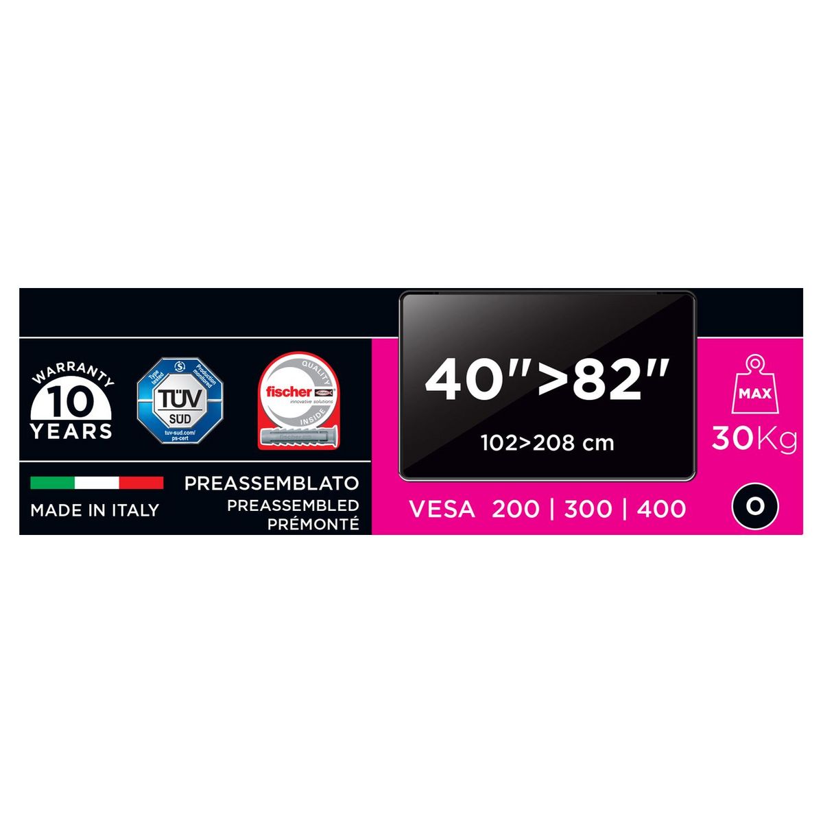 MELICONI Support TV Inclinable et Double Rotation SP 400SDR Plus 40 à 82 pouces - Noir
