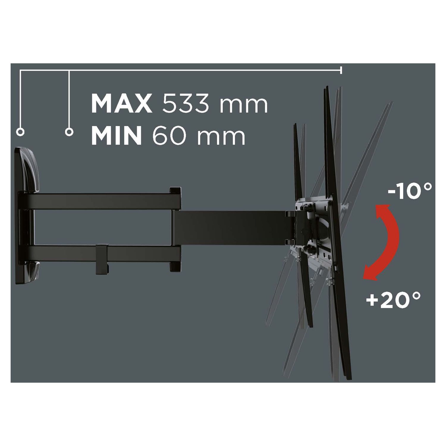 Voir la diapositive 9 : MELICONI Support TV Inclinable et Double Rotation SP 400SDR Plus 40 à 82 pouces - Noir
