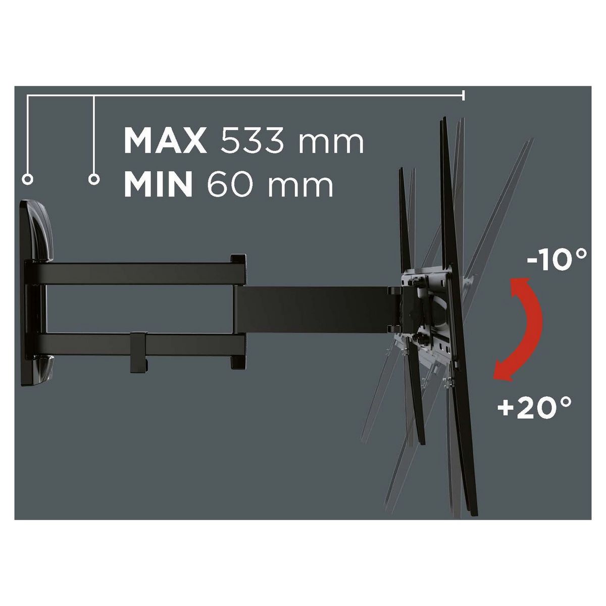 MELICONI Support TV Inclinable et Double Rotation SP 400SDR Plus 40 à 82 pouces - Noir