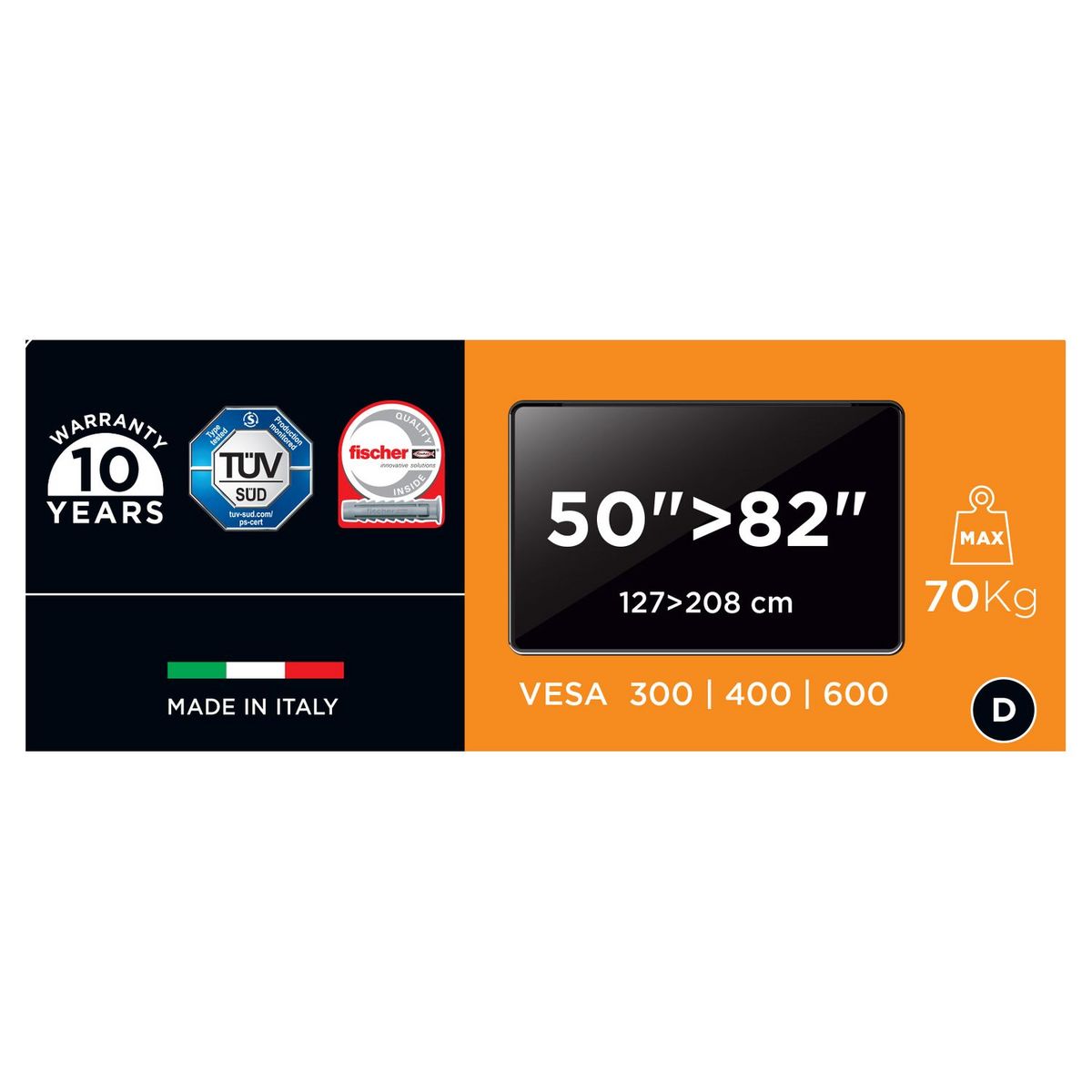 MELICONI Support TV Slim SP 600S Plus Fixe 50 à 82 pouces - Noir