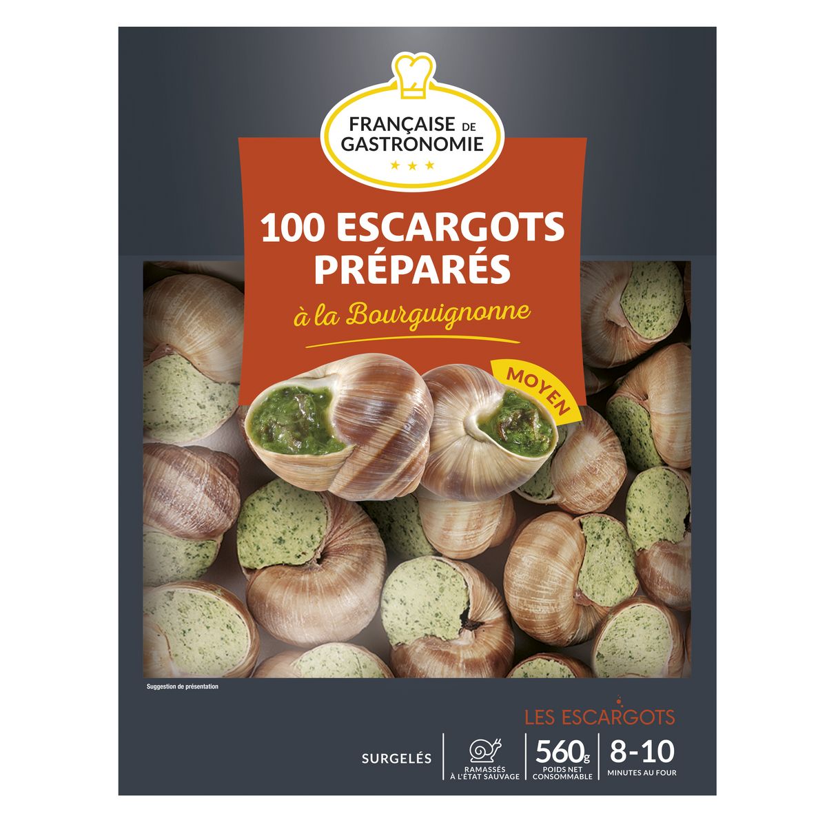 FRANCAISE DE GASTRONOMIE Escargot moyens préparés à la Bourguignonne 100 pièces 560g