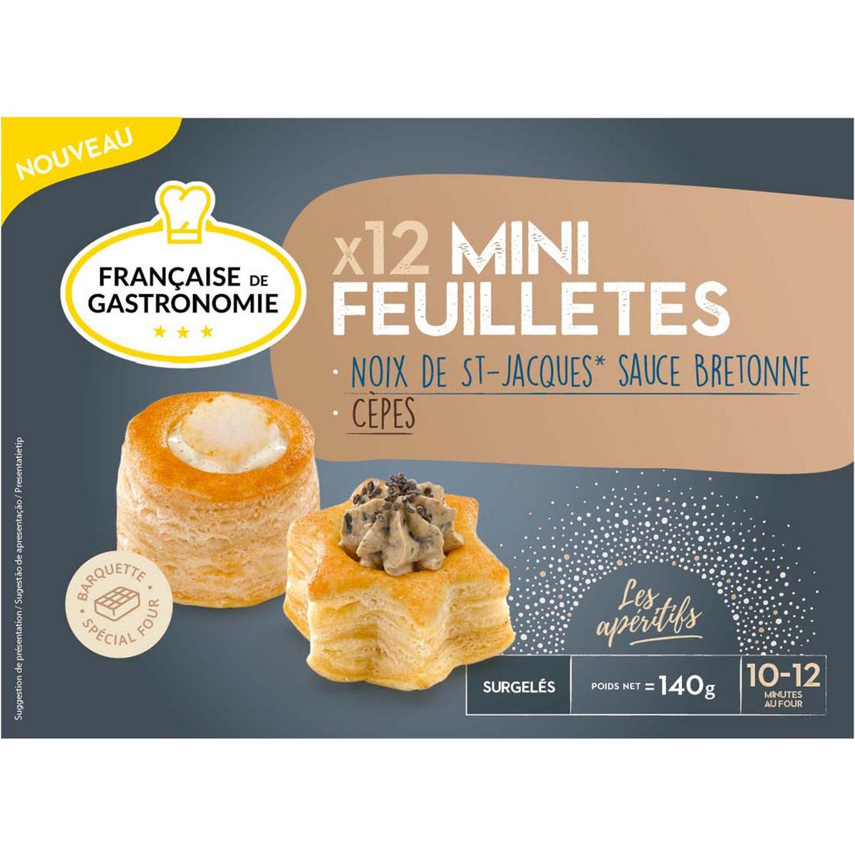 FRANCAISE DE GASTRONOMIE Mini feuilleté noix de Saint-Jacques et cèpes 12 pièces 140g