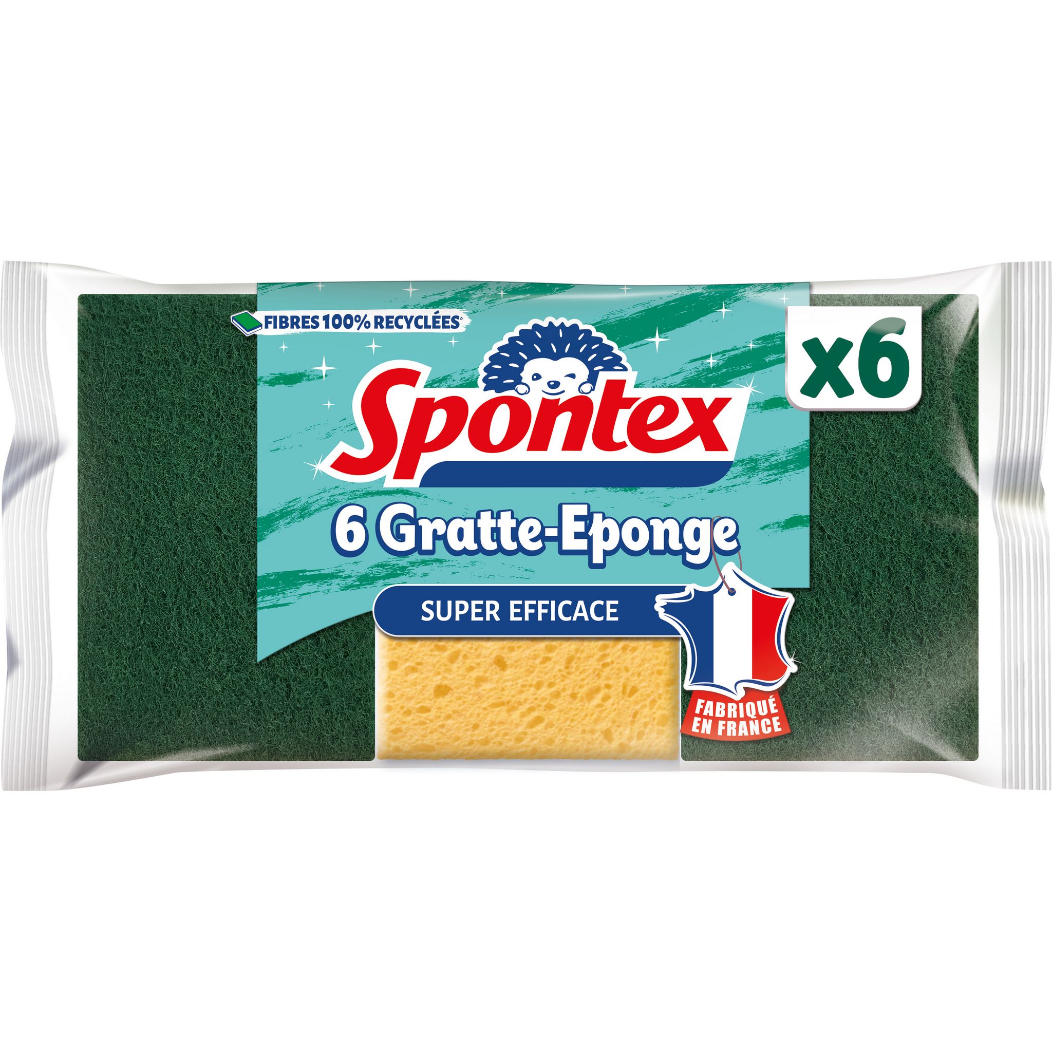 SPONTEX Gratte éponge En Fibres Recyclées 6 éponges Pas Cher - Auchan.fr