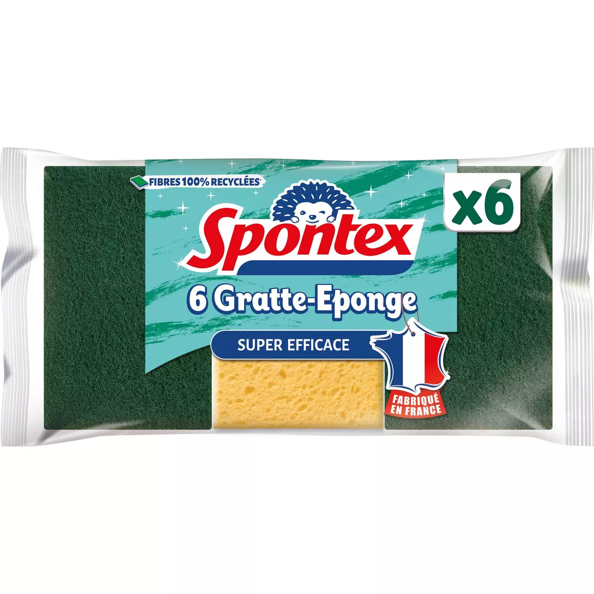 Eponge Multi-Usage Gratante Très Verte SPONTEX : le paquet de 6