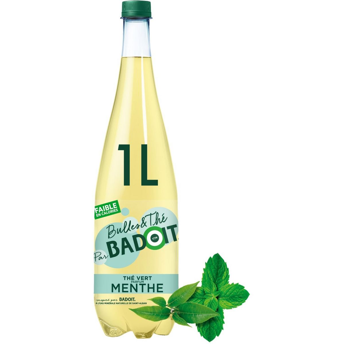 BADOIT Boisson gazeuse au thé infusé aromatisé à la menthe 1l