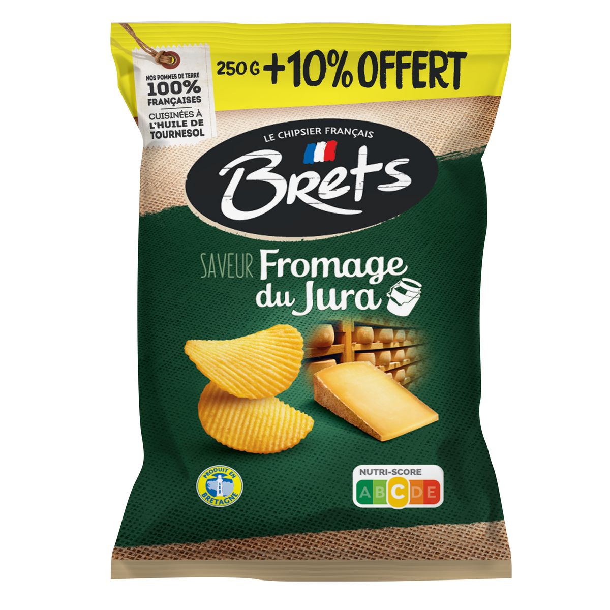 BRETS Chips ondulées au fromage du Jura  250g +10% offert