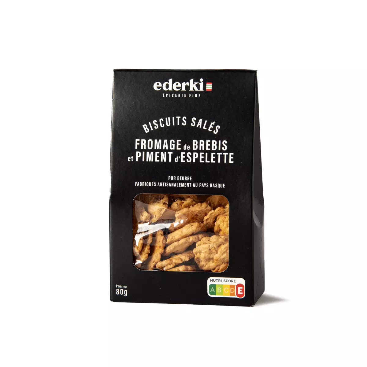 EDERKI Biscuits salés au fromage de brebis et piment d'Espelette 80g