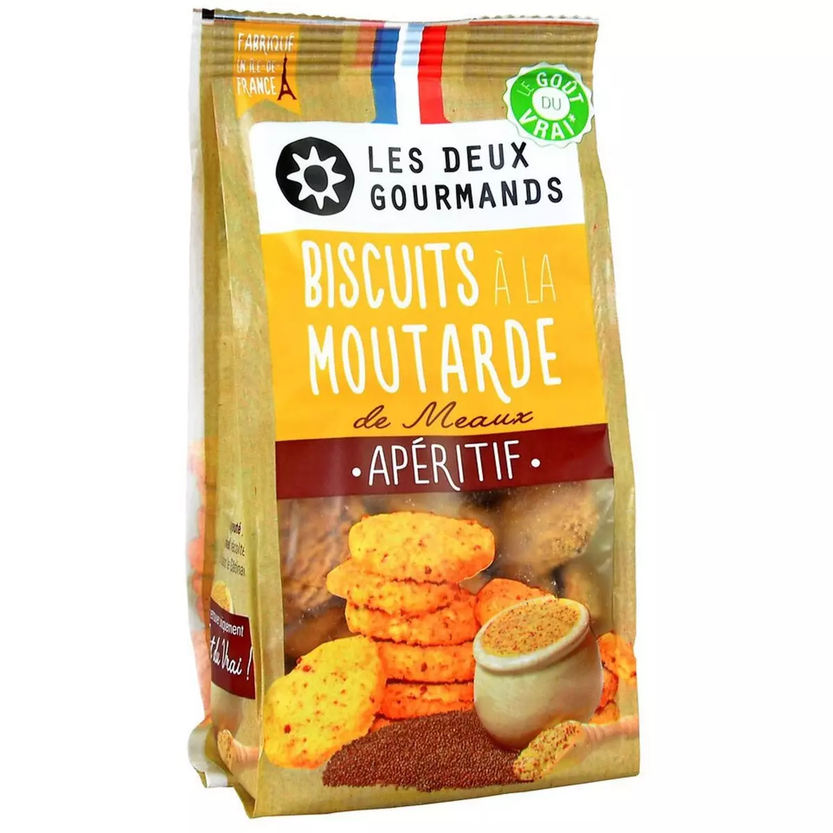 LES DEUX GOURMANDS Biscuits à la moutarde de Meaux 120g