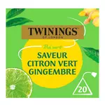 TWININGS Thé vert citron vert et gingembre 20 sachets 30g