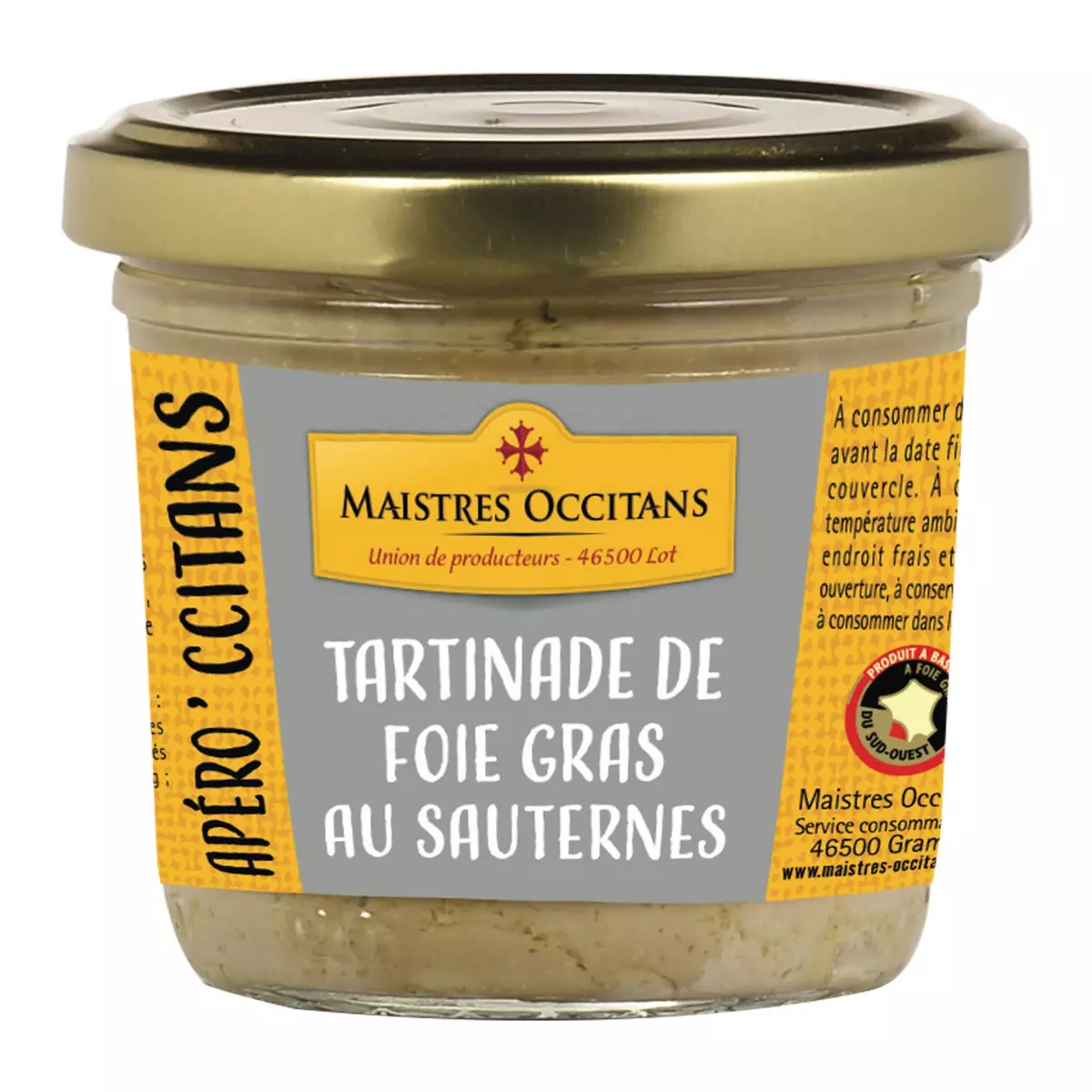 MAISTRES OCCITANS Foie gras de canard Sud-Ouest au Sauternes 90g