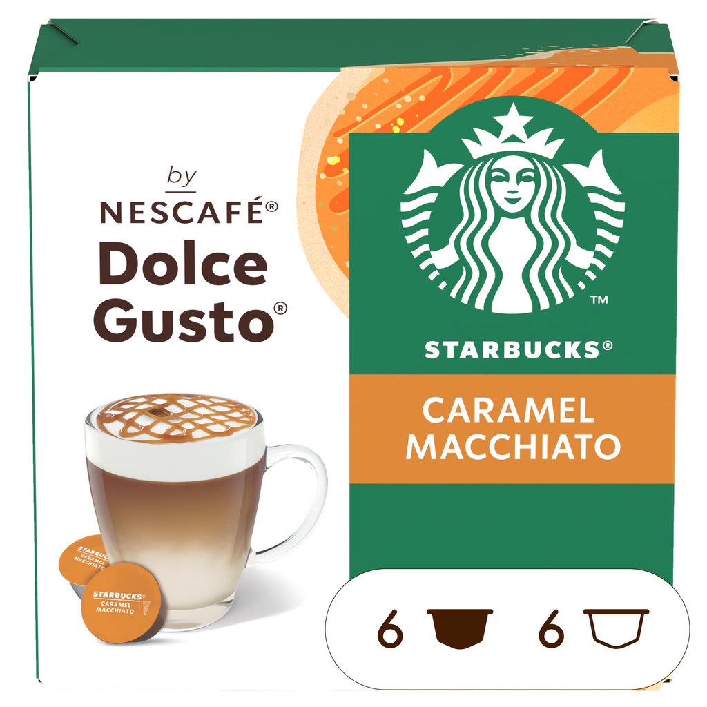 STARBUCKS Capsules de café caramel macchiato compatibles Dolce Gusto 2x6 capsules 127g