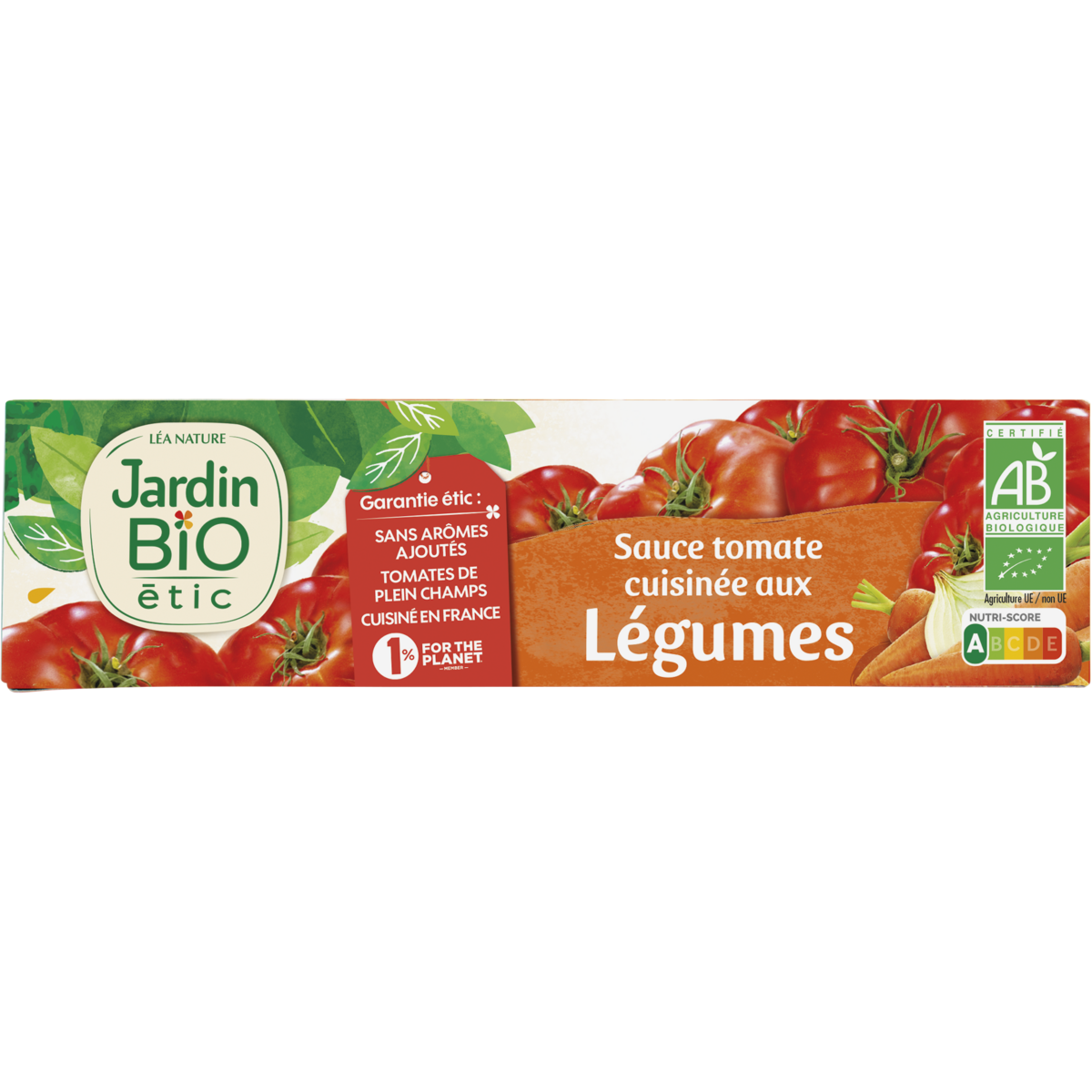 JARDIN BIO ETIC Sauce tomate cuisinée aux légumes fabriqué en France sans additif en tube 180g
