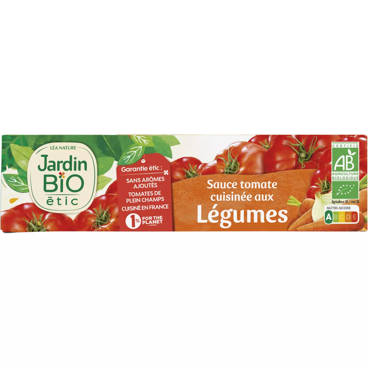 JARDIN BIO ETIC Sauce tomate cuisinée aux légumes fabriqué en France sans additif en tube 180g