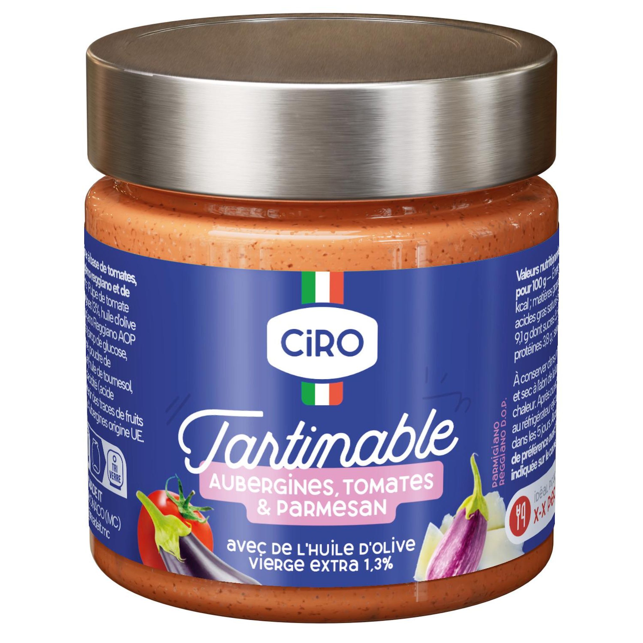 Voir la diapositive 2 : CIRO Aubergine et parmesan à tartiner La Bruschetta 180g