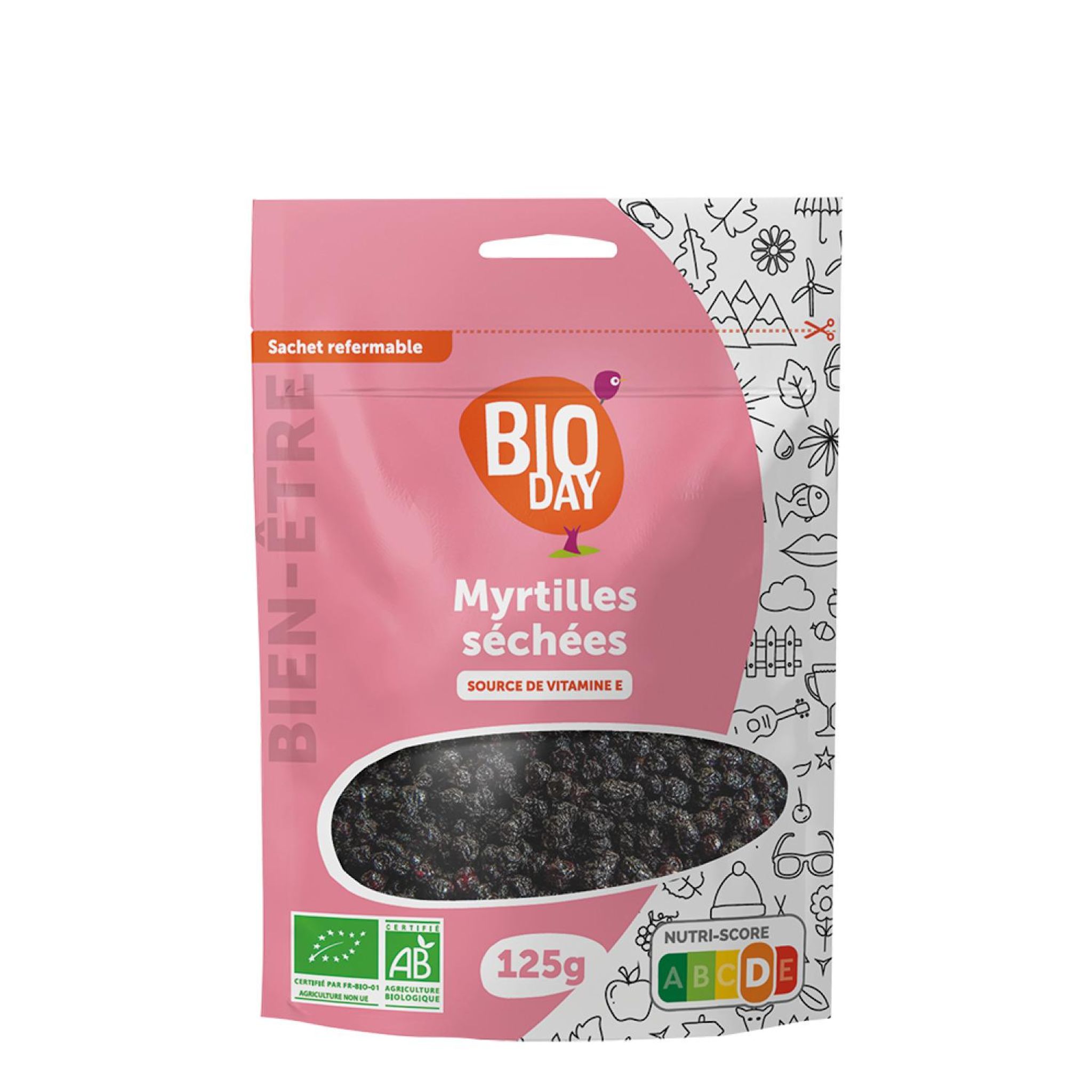 Voir la diapositive 2 : BIODAY Myrtilles séchées bio 125g