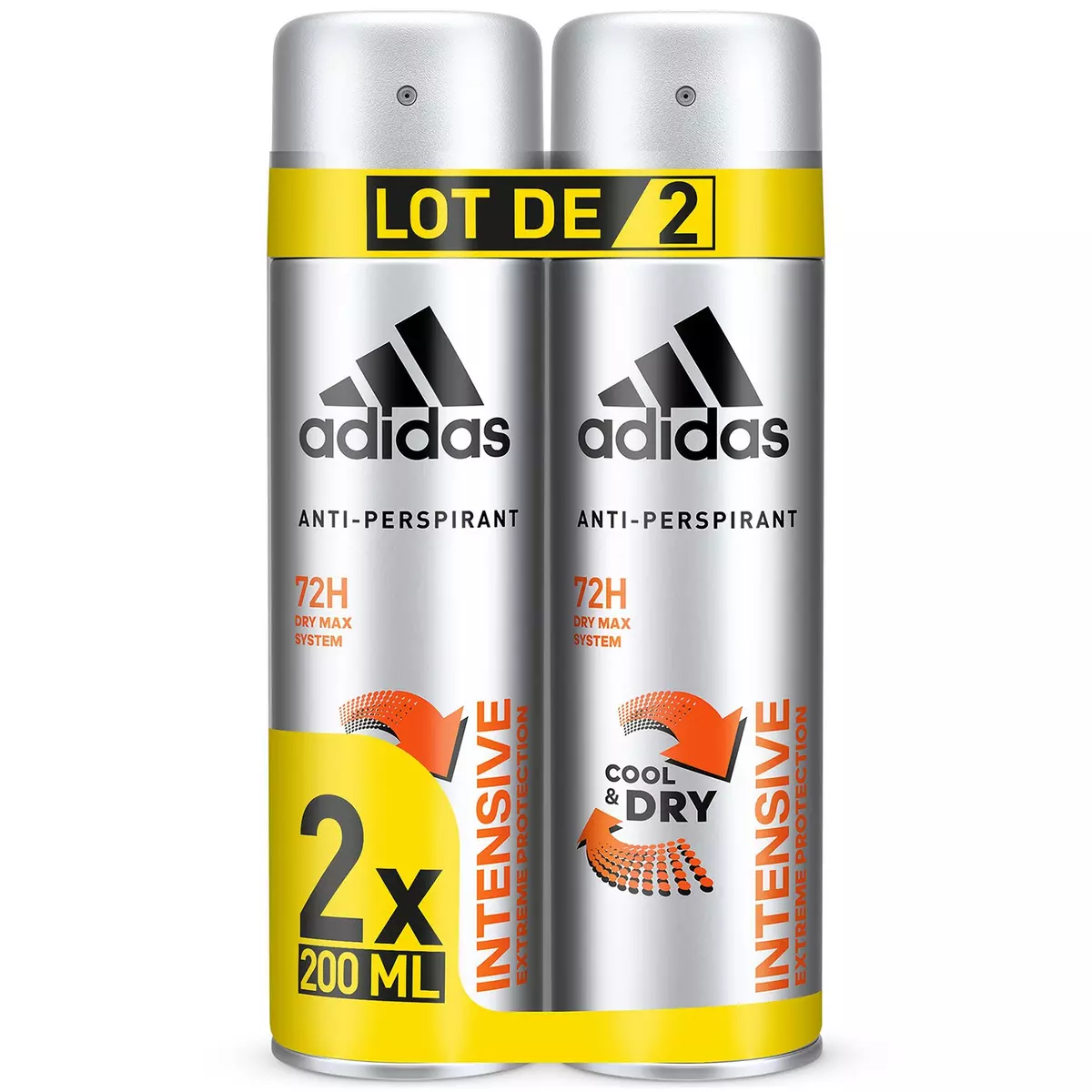 ADIDAS Déodorant spray 72h intensive antiperspirant 2x200ml