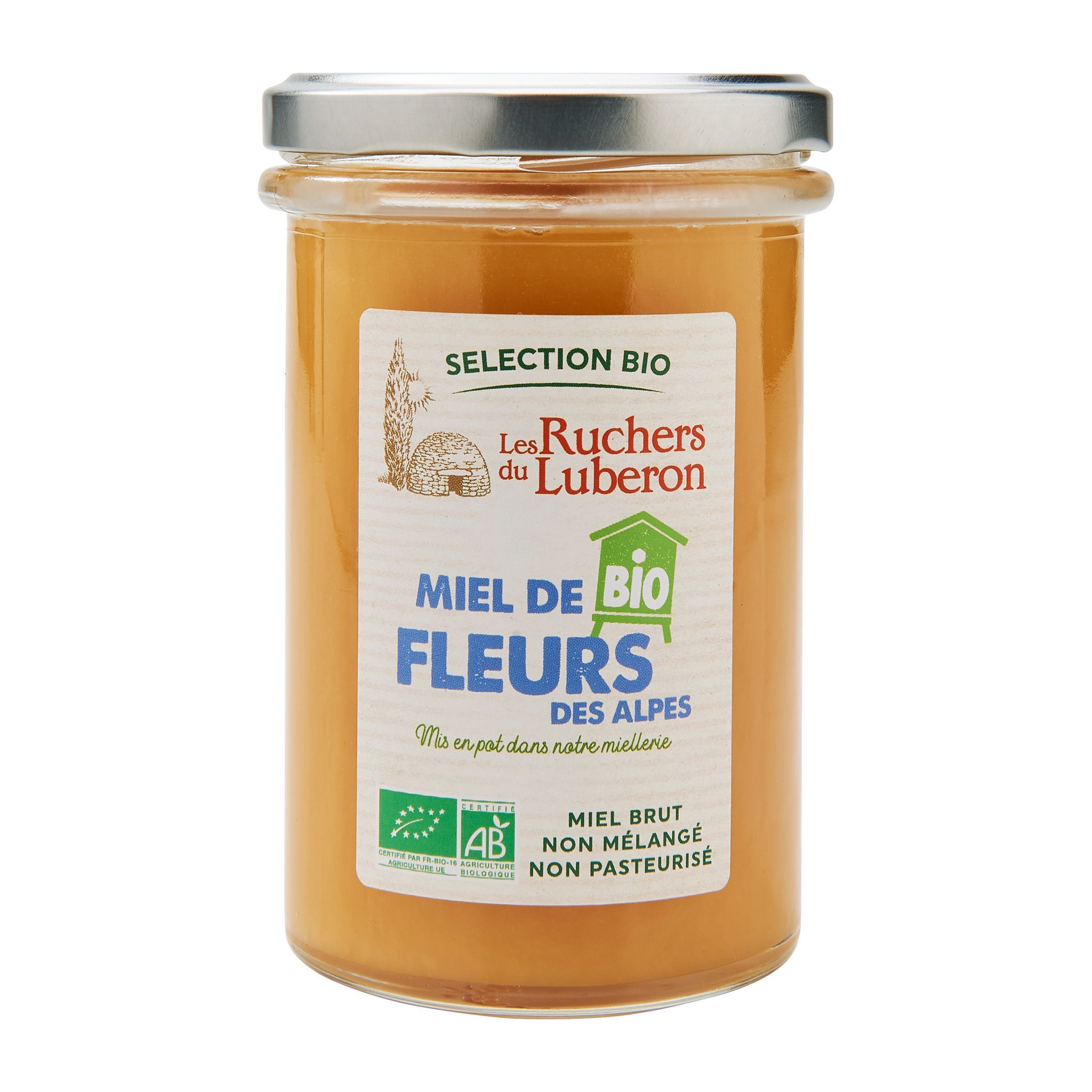 LES RUCHERS DU LUBERON Miel crémeux de fleurs des Alpes bio 370g