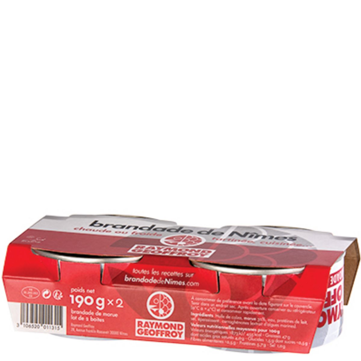 RAYMOND GEOFFROY Brandade de morue de Nimes en boite 2x190g