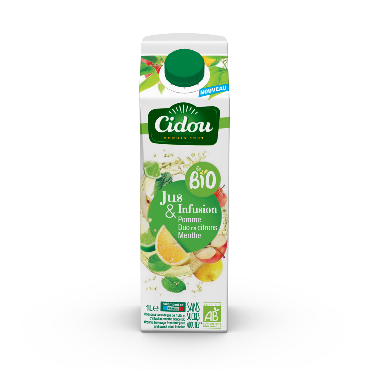 CIDOU Infusion citron menthe bio 1l
