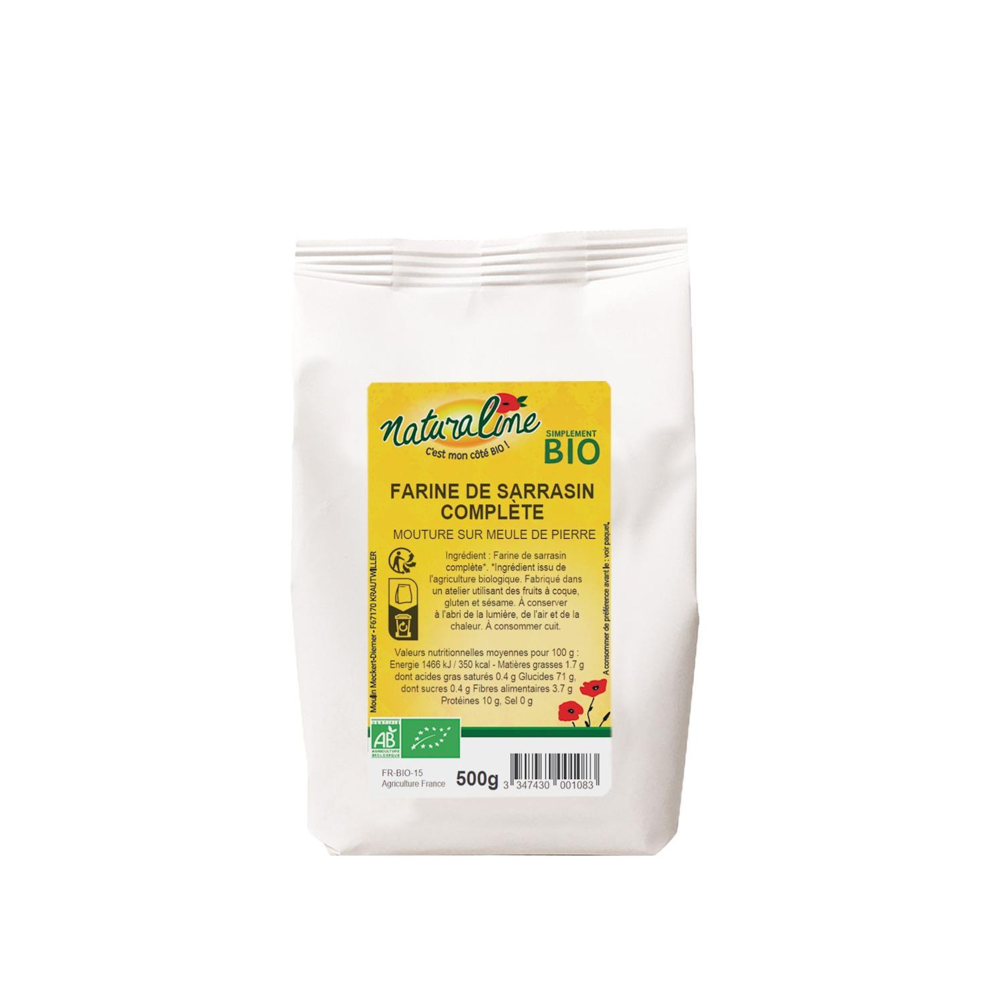 Voir la diapositive 2 : NATURALINE Farine de sarrasin complète bio 500g