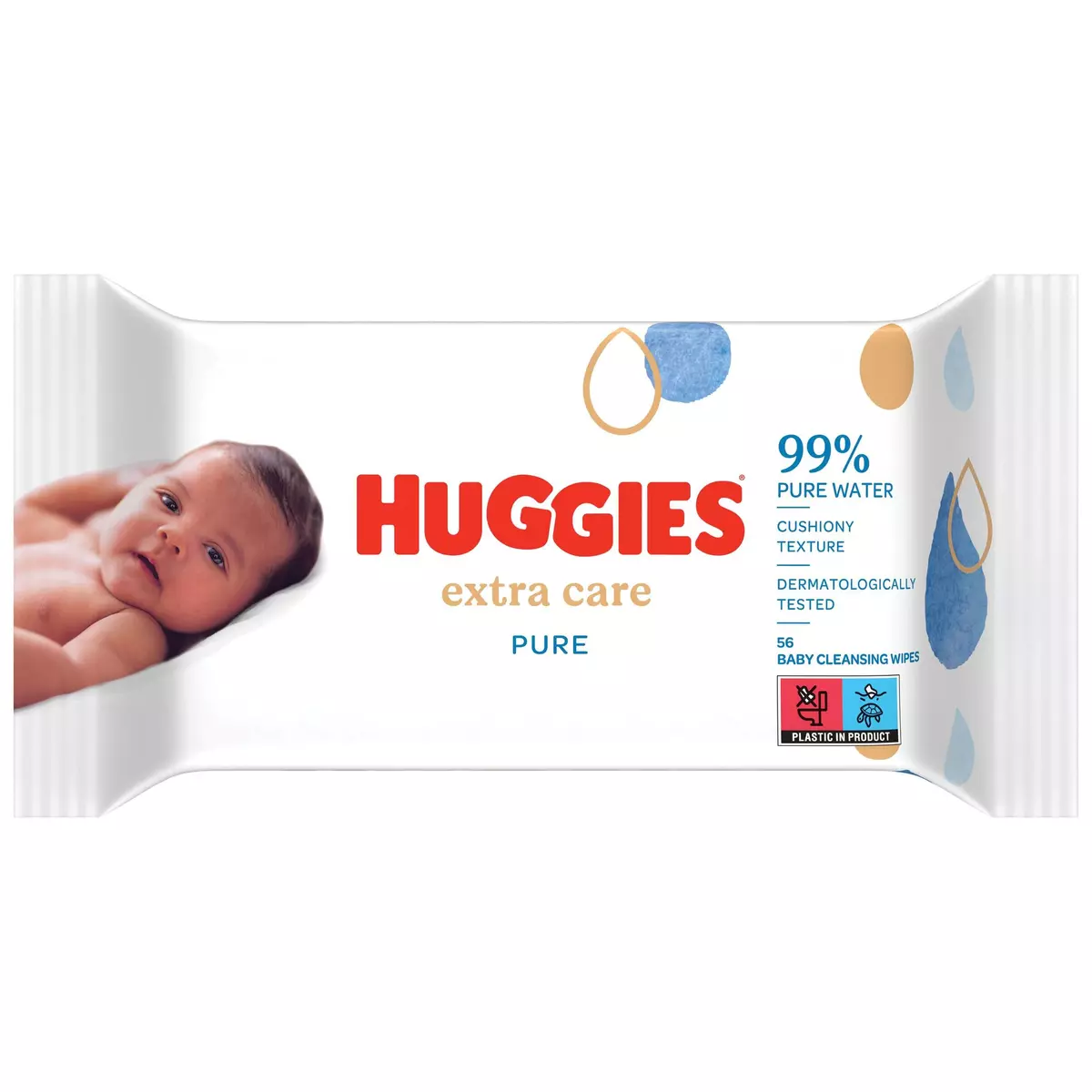 HUGGIES Lingettes pure extra care pour bébé 56 lingettes