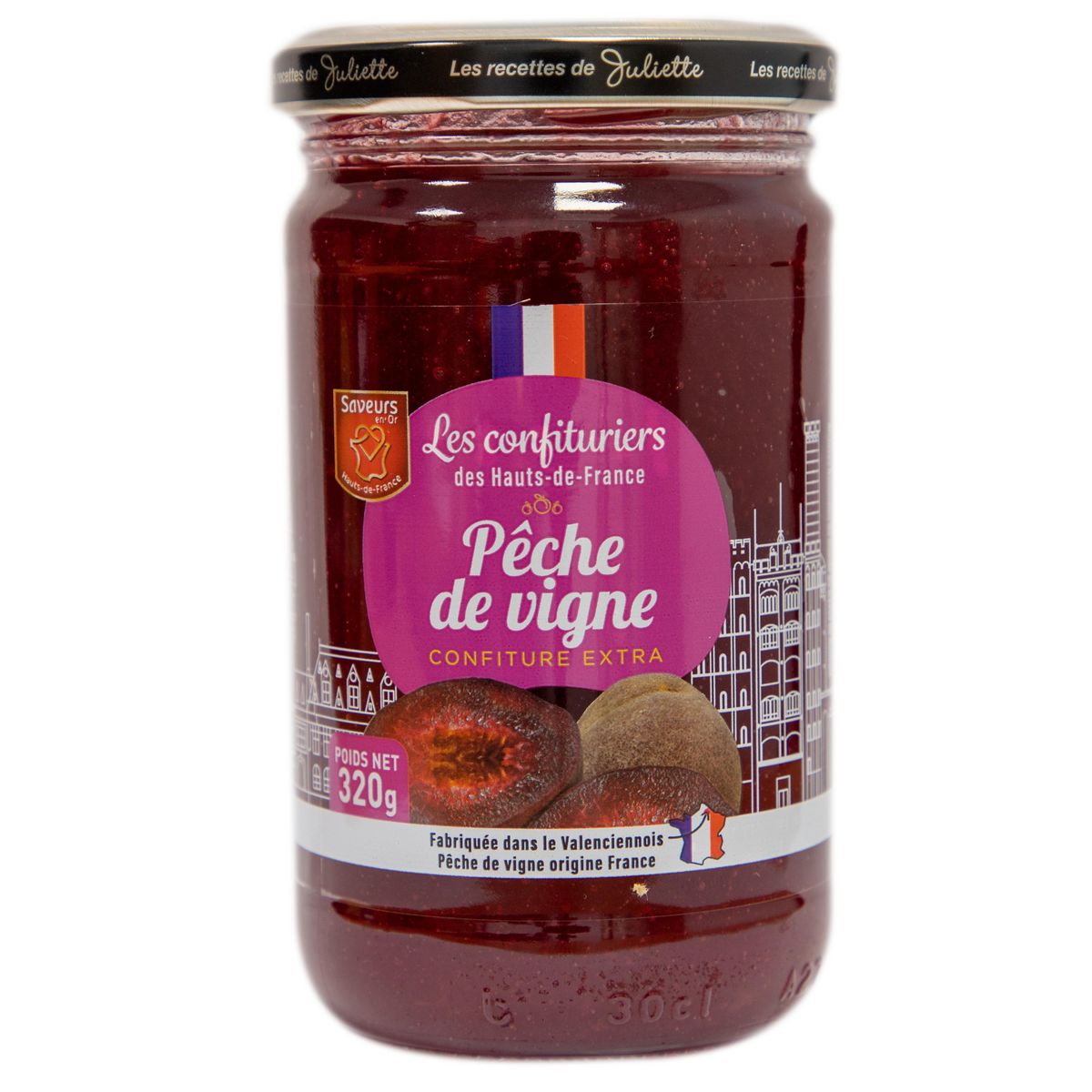 LES CONFITURIERS DES HAUTS DE FRANCE Confiture extra pêche de vigne 320g