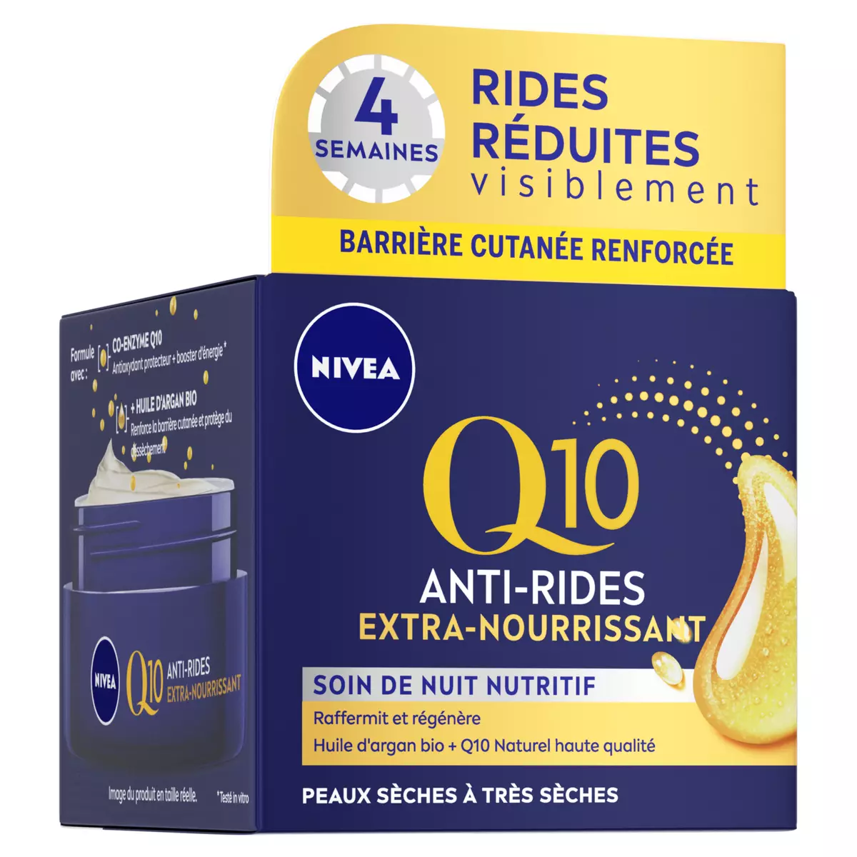 NIVEA Q10 Soin de nuit nutritif anti-rides à l'huile d'argan bio pour peaux sèches 50ml