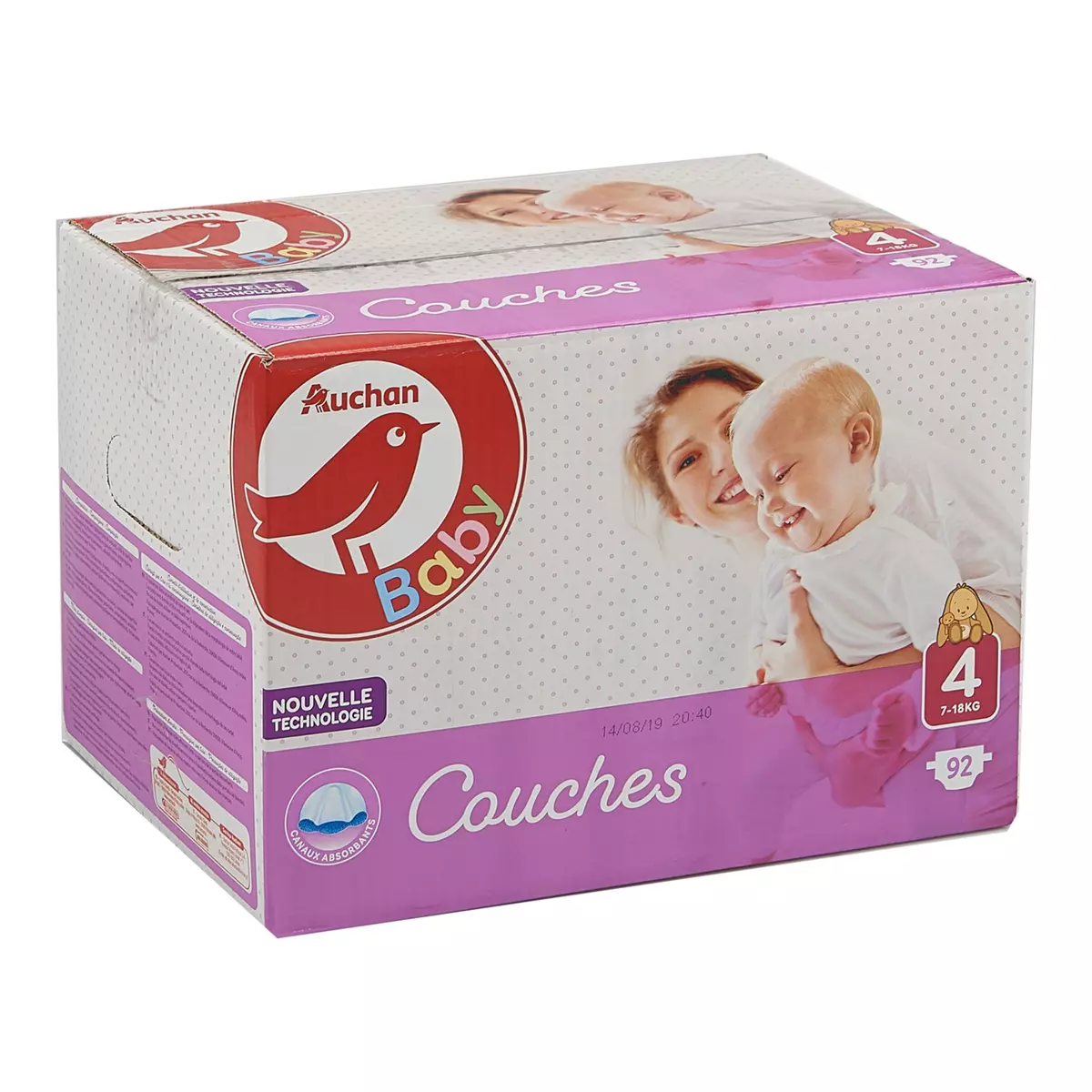 AUCHAN BABY Couches taille 4 (7-18kg) 92 couches