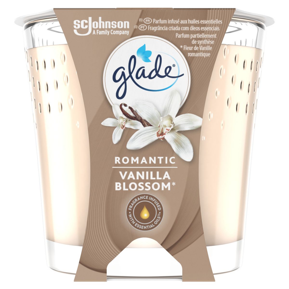 GLADE Bougie parfumé aux huiles essentielles romantique vanille 1 bougie