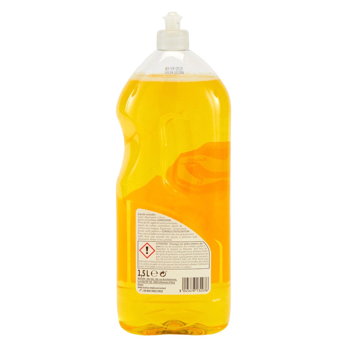 AUCHAN Liquide vaisselle super dégraissant citron 1,5l