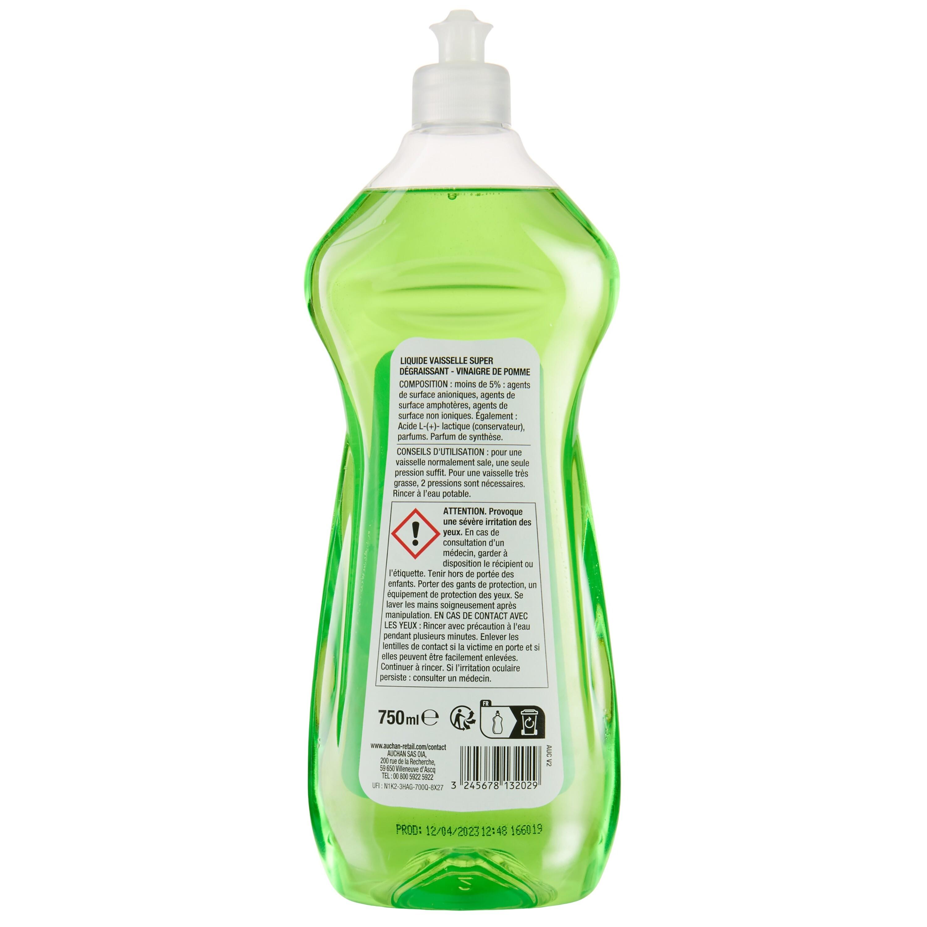 Voir la diapositive 3 : AUCHAN Liquide vaisselle super dégraissant vinaigre de pomme 750ml