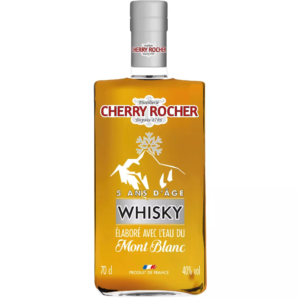 CHERRY ROCHER Whisky 40% eau du Mont Blanc 5 ans 70cl