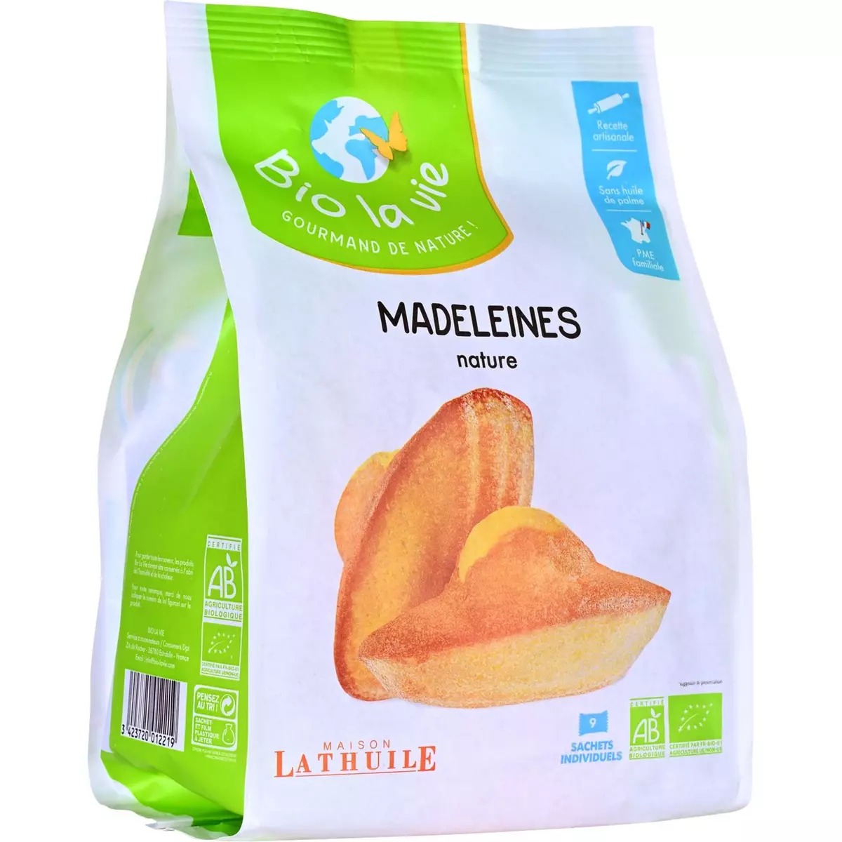 BIO LA VIE Madeleines nature sans huile de palme bio 9 madeleines 200g