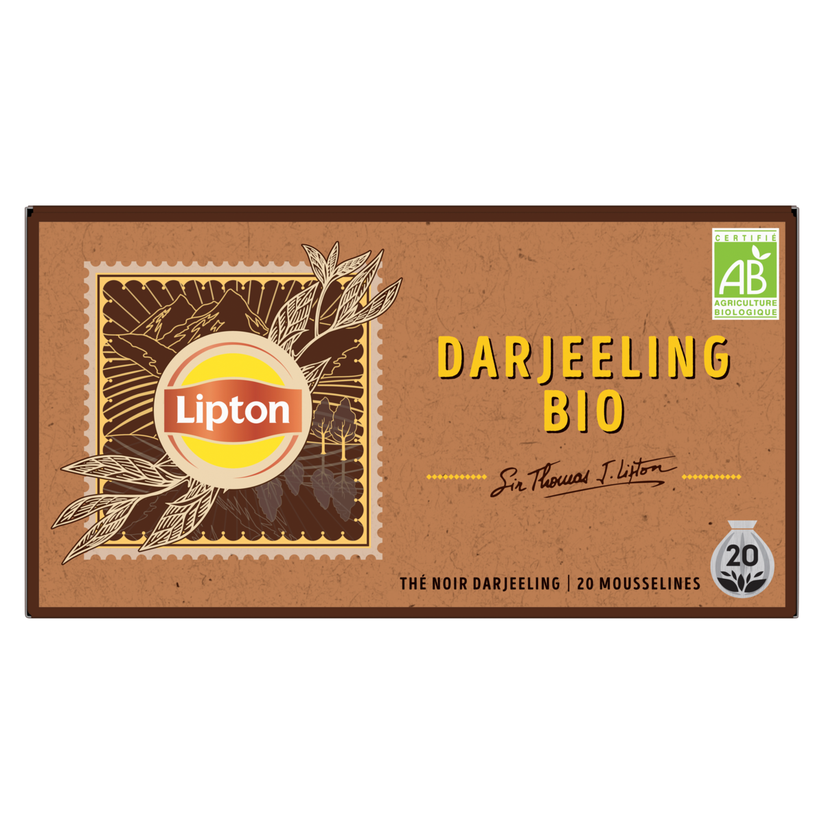 LIPTON Thé noir bio Darjeeling 20 sachets 34g