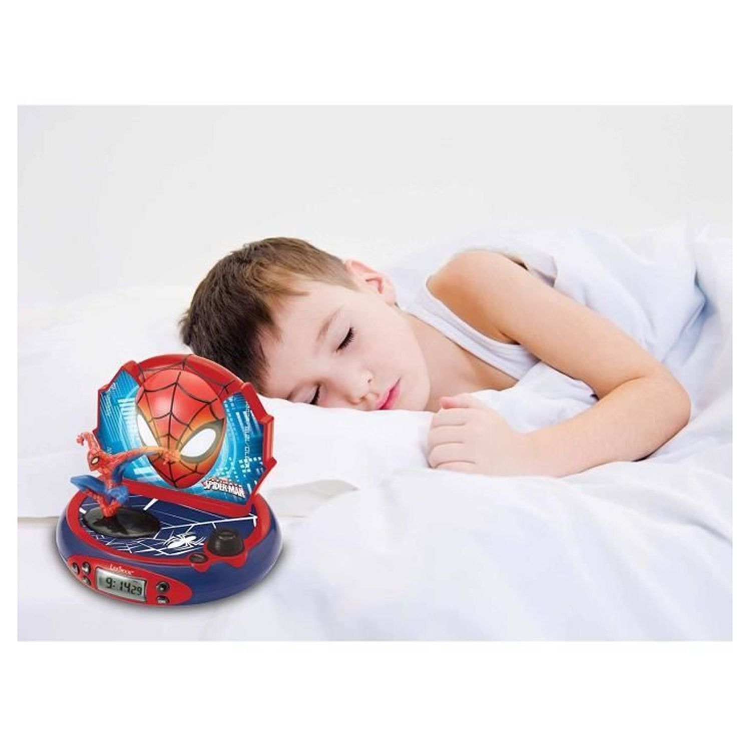 Voir la diapositive 2 : LEXIBOOK Radio Réveil Projecteur Spider-Man RP500SP Bleu Rouge